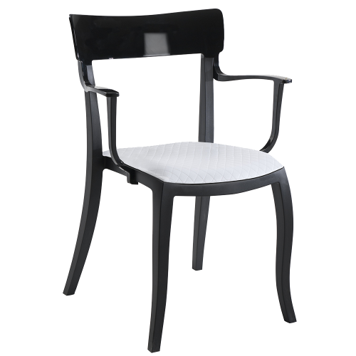 Sessel mit Sesselkissen Hera-K schwarz, schwarzes Oberteil weißes Gewebe