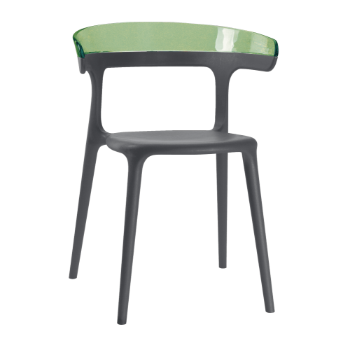 Papatya Luna Sessel anthrazitgrau Stuhlsitz, Oberteil transparent grün