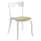 Stuhl mit Sitzkissen Hera-S weiß, weißes Oberteil grünes Gewebe