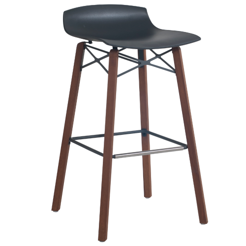 Barhocker Papatya X-Treme BSS Wox Pro Iroko schwarz, Beine aus Irokoholz