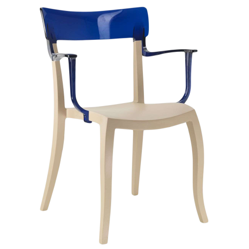 Papatya Hera-K Sessel hellbeige Stuhlsitz, Oberteil transparent Blau