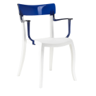 Papatya Hera-K Sessel weißer Stuhlsitz, Oberteil transparent Blau