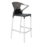 Papatya Ego-K Barhocker schwarzer Stuhlsitz, Oberteil transparent grau