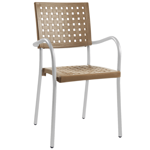 Papatya Karea Sessel Teakholz, Aluminiumbasis