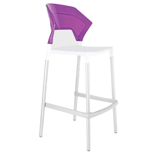 Papatya Ego-S Barhocker weißer Stuhlsitz, Oberteil transparent Magenta
