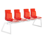 Bank Papatya X-Treme für 4 Sitzplätze ist transparent rot, die Beine sind weiß matt Bank Papatya X-Treme für 4 Sitzplätze ist transparent rot, die Beine sind weiß matt