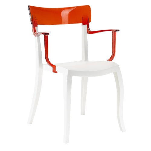 Papatya Hera-K Sessel weißer Stuhlsitz, Oberteil transparent rot