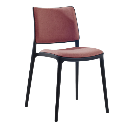  Stuhl mit Sitzkissen und weicher Stuhllehne Joy-S schwarz, Gewebe Main-line-flax MLF03