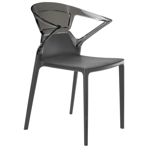 Papatya Ego-K Sessel anthrazitgrau Stuhlsitz, Oberteil transparent grau
