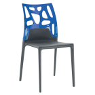 Papatya Ego-Rock Stuhl anthrazitgrau Stuhlsitz, Oberteil transparent Blau