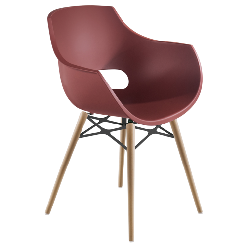 Stuhl Papatya Opal Wox Pro aus rotem Backstein, Beine aus Buchenholz