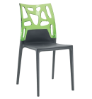 Papatya Ego-Rock Stuhl anthrazit Stuhlsitz, Oberteil transparent grün