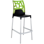 Papatya Ego-Rock Barhocker schwarzer Stuhlsitz, Oberteil transparent grün
