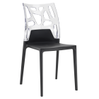 Papatya Ego-Rock Stuhl schwarzer Stuhlsitz, Oberteil transparent