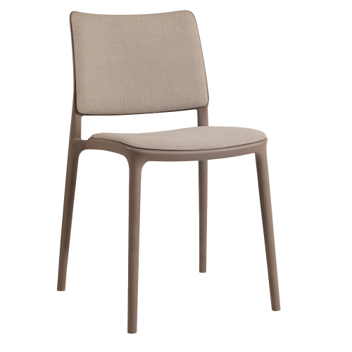 Stuhl mit Sitzkissen und weicher Stuhllehne Joy-S grau-braun, graues Gewebe-braun