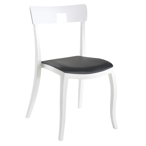 Stuhl mit Sitzkissen Hera-S weiß, weißes Oberteil schwarzes Gewebe