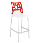 Papatya Ego-Rock Barhocker weißer Stuhlsitz, Oberteil transparent rot
