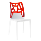 Papatya Ego-Rock Stuhl weißer Stuhlsitz, Oberteil transparent rot
