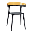 Papatya Luna Sessel schwarzer Stuhlsitz, Oberteil transparent orange