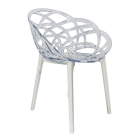 Papatya Flora Sessel transparente Stuhlsitz, Unterteil weiß 