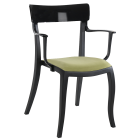  Sessel mit Sesselkissen Hera-K schwarz, schwarzes Oberteil grünes Gewebe