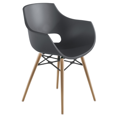 Sessel Papatya Opal Wox Pro, Anthrazit, Beine aus Buchenholz