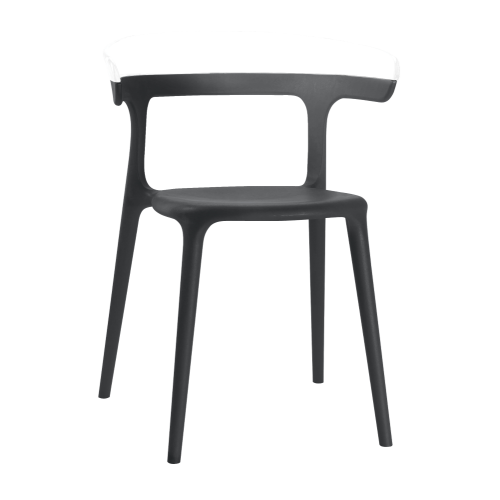 Papatya Luna Sessel schwarzer Stuhlsitz, Oberteil weiß 