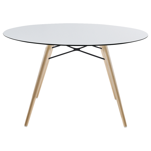 Tisch Papatya Wox D120x75 Gestell Buche natur lackiert, Tischplatte weiß 1050M