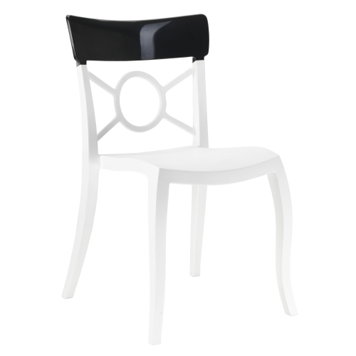 Papatya Opera-S Stuhl weißer Stuhlsitz , Oberteil Schwarz 