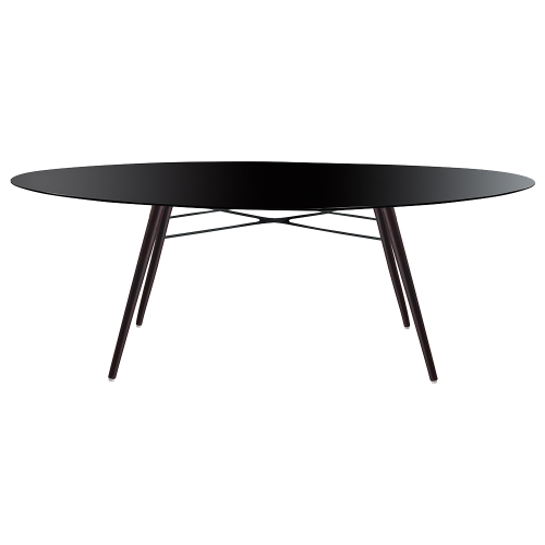 Tisch Papatya Wox 200x120x75 Fuß Buche Wenge Lack, Tischplatte schwarz 1049M