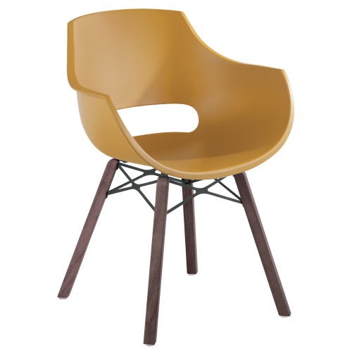 Stuhl Papatya Opal Wox Pro Iroko ist dunkelgelb, Beine aus Irokoholz