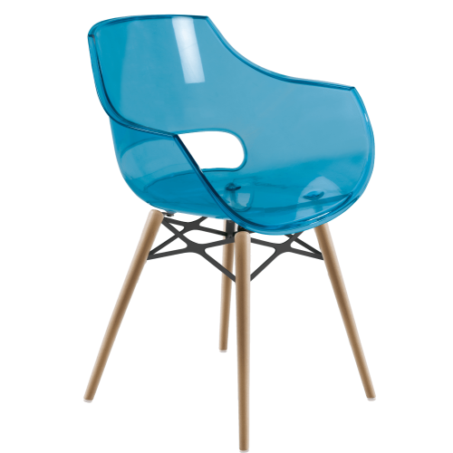 Papatya Opal Sessel-Wox transparent Blau, Material Buchenholz