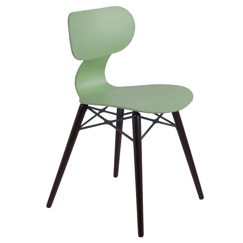 Stuhl Papatya Yugo-S Wox grün, Beine aus Buche Wenge lackiert