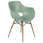 Stuhl Papatya Opal Wox Pro aus grünem Resedaholz, Beine aus Buchenholz