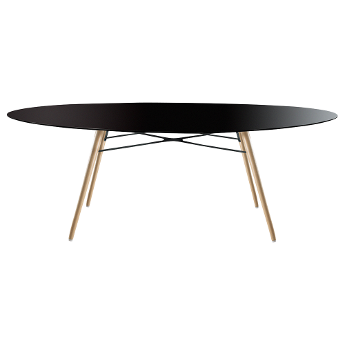 Tisch Papatya Wox 200x120x75 Gestell Buche natur lackiert, Tischplatte schwarz 1049M