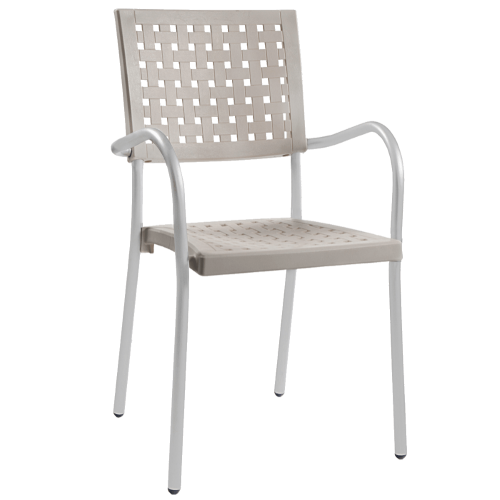 Papatya Karea Sessel elfenbein Farbe, Aluminiumbasis