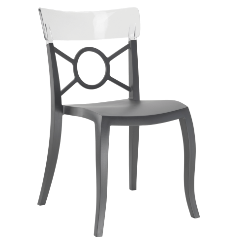 Papatya Opera-S Stuhl Stuhlsitz anthrazitgrau, Oberteil transparent