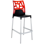 Papatya Ego-Rock Barhocker schwarzer Stuhlsitz, Oberteil transparent rot