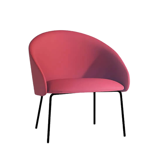 Sessel Papatya Glera-K Lounge rotes Kunstleder, schwarz lackierte Beine