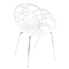 Papatya Flora Sessel-ML weißer Stuhlsitz, Sesselbeine chrome