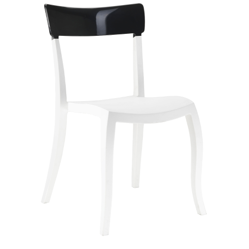Papatya Hera-S Stuhl weißer Stuhlsitz, Oberteil Schwarz 