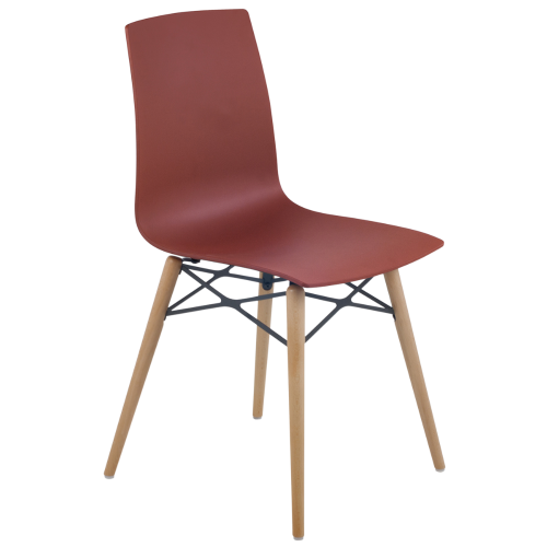 Papatya X-Treme S Wox Pro Stuhl aus rotem Backstein, Beine aus Buchenholz