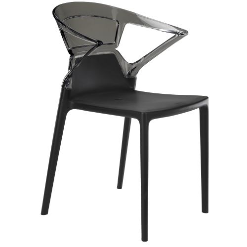 Papatya Ego-K Sessel schwarzer Stuhlsitz, Oberteil transparent grau