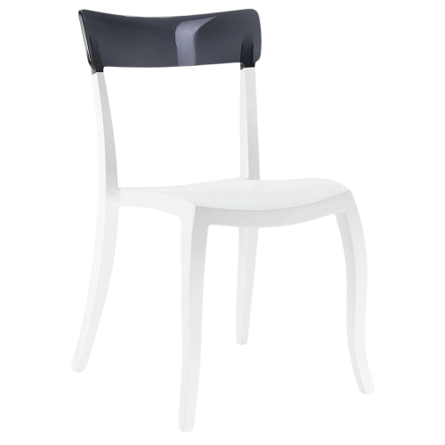 Papatya Hera-S Stuhl weißer Stuhlsitz, Oberteil transparent grau