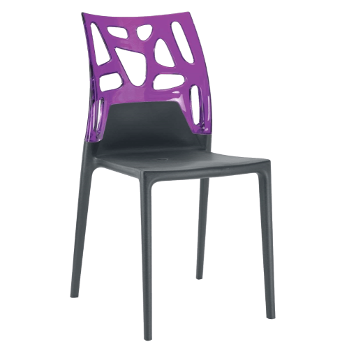 Papatya Ego-Rock Stuhl anthrazitgrau Stuhlsitz, Oberteil transparent Magenta