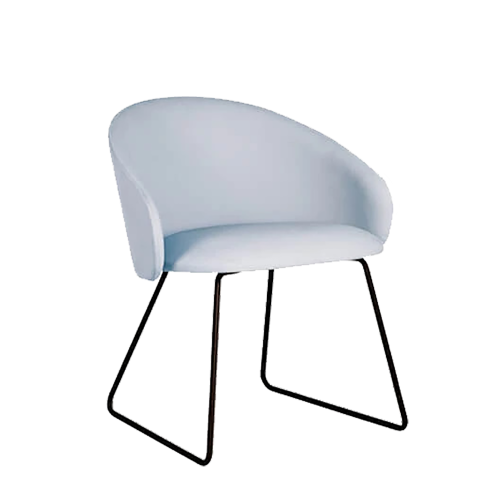 Sessel Papatya Glera-K Sled blaues Kunstleder, schwarz lackierte Metallbeine