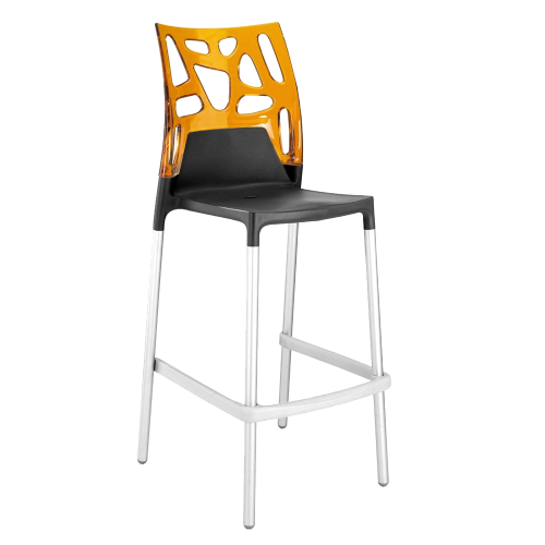 Papatya Ego-Rock Barhocker anthrazitgrau Stuhlsitz, Oberteil transparent orange