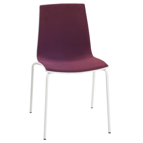 Stuhl mit weichem Kissen X-Treme S Pro Weicher Stoff in Weiß Burgund, Beine aus weißem Metall