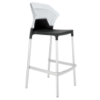 Papatya Ego-S Barhocker schwarzer Stuhlsitz, Oberteil transparent