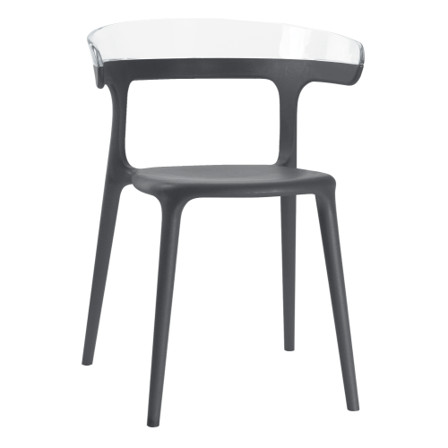 Papatya Luna Sessel anthrazitgrau Stuhlsitz, Oberteil transparent